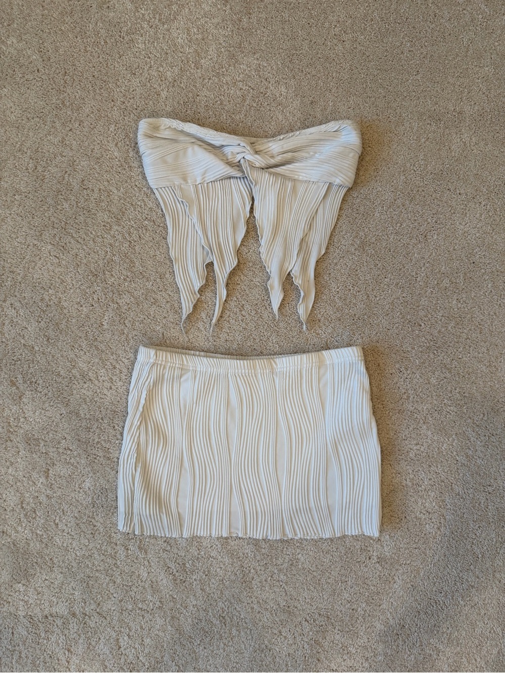 SHEIN White Two Piece Mini-Skirt and Cropped Tube Top